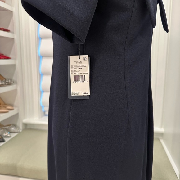 NWT Adrianna Papell short sleeve roll neck thigh high slit midnight gown sz 8 - Picture 3 of 4